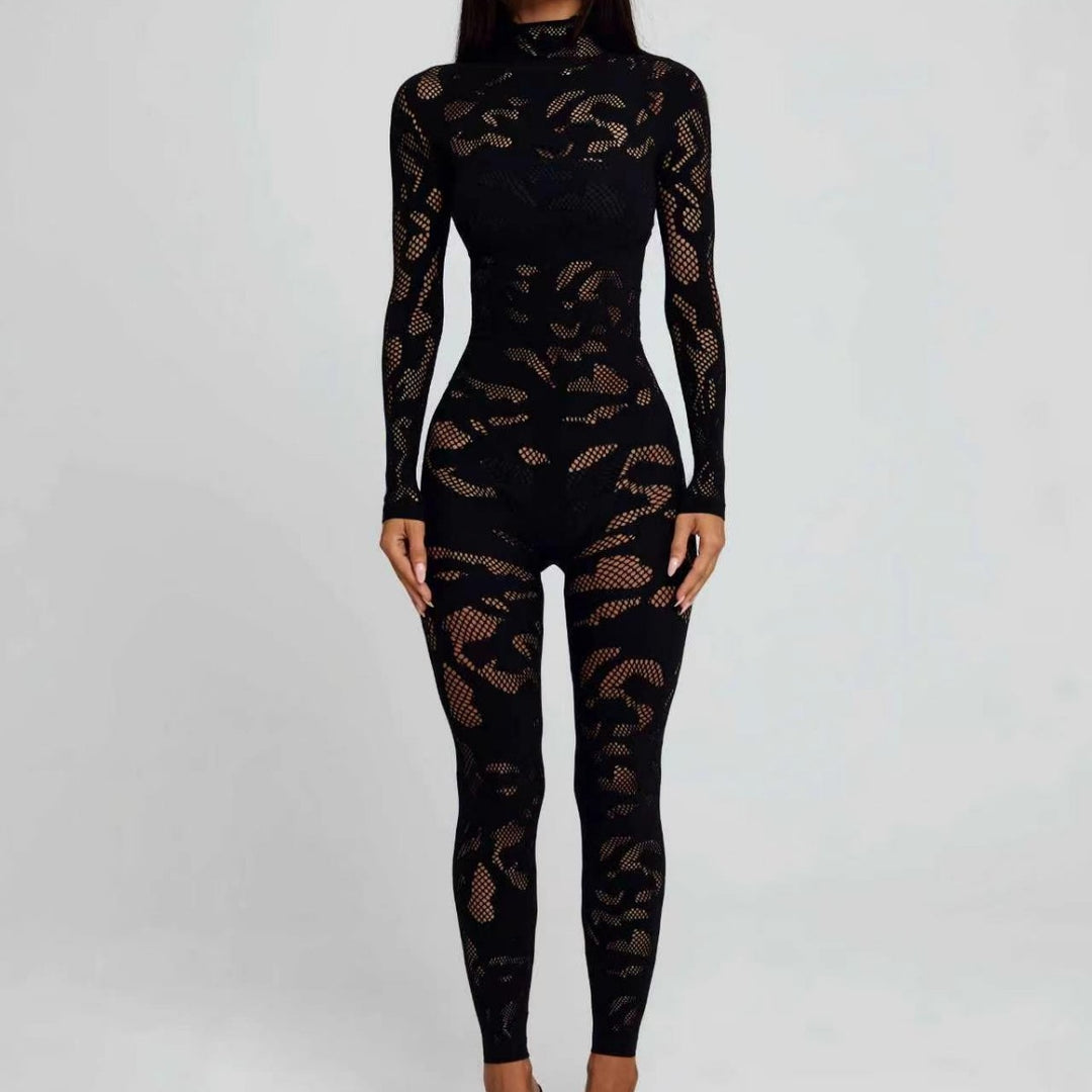 Floral Mesh Pattern Long Sleeve Bodysuit