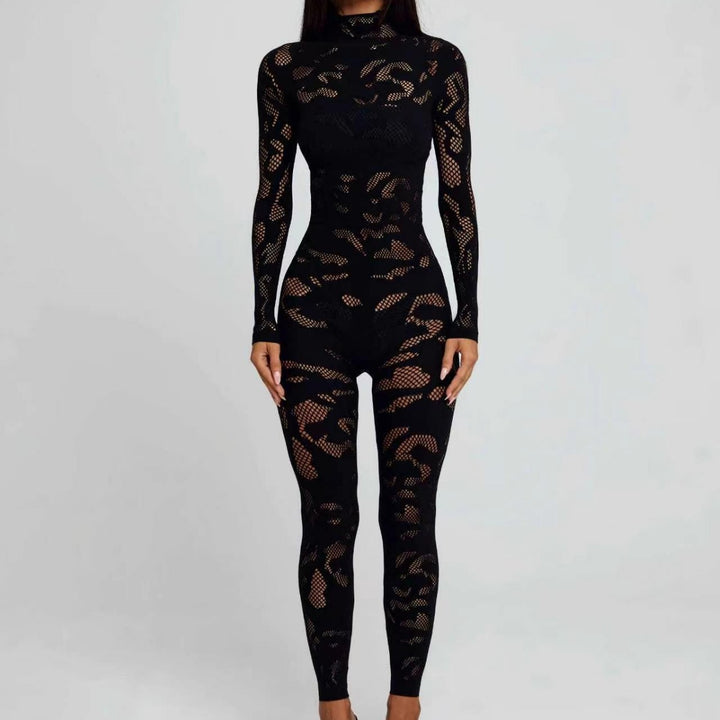 Floral Mesh Pattern Long Sleeve Bodysuit