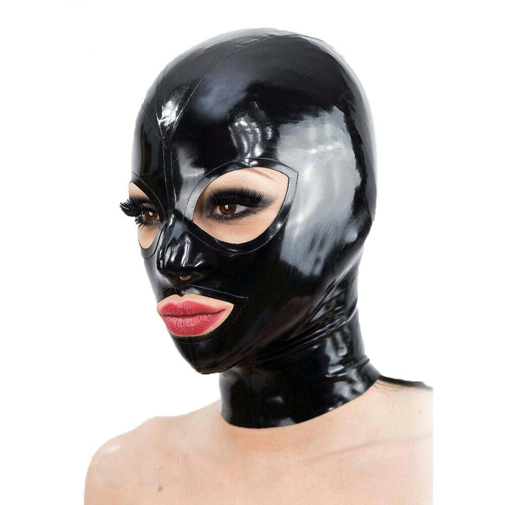 Glossy Black Faux Leather Mask