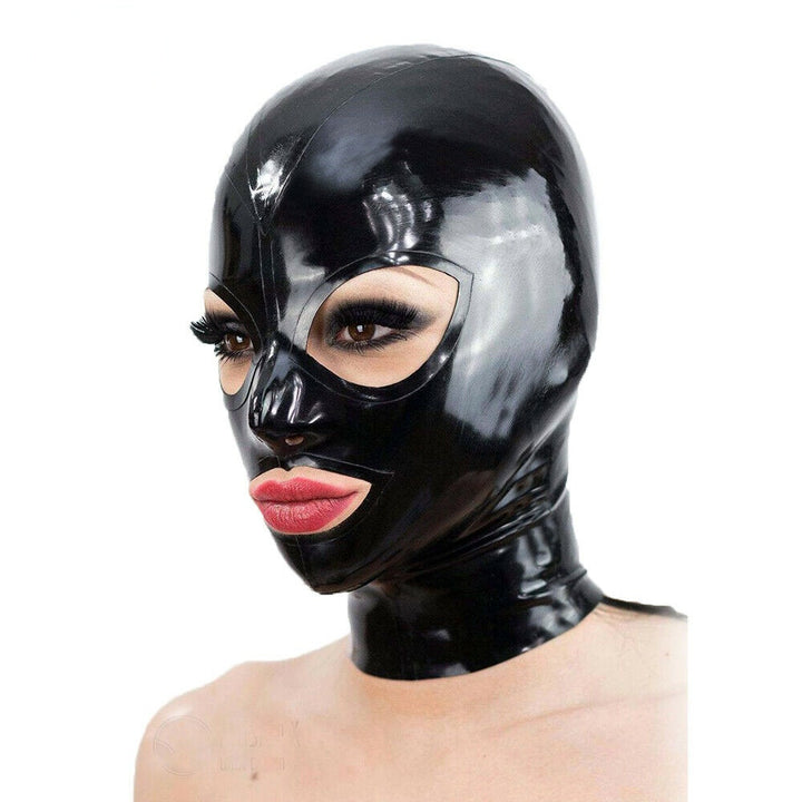 Glossy Black Faux Leather Mask