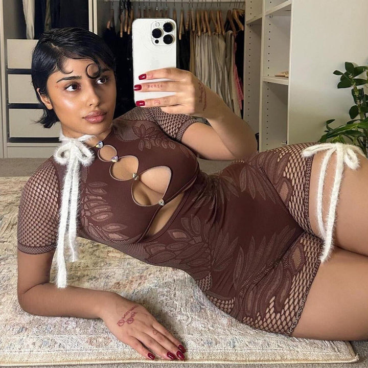 Bodycon Hollow Out Bodysuit Dress
