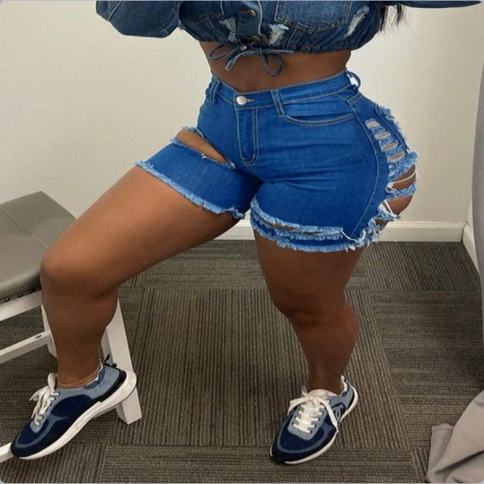 Stretchy Sexy Ripped Denim Shorts