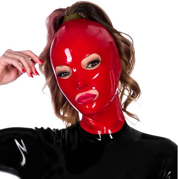 Glossy Black Faux Leather  Hood Mask