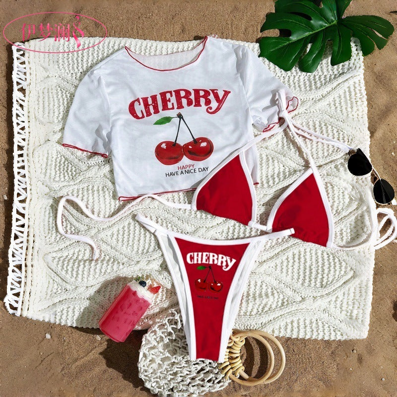 Printed Mesh Cover‑Up Swimsuit