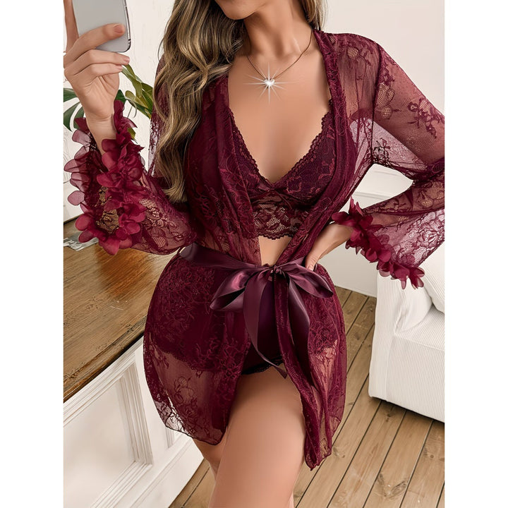 Sheer Lace Deep V Lingerie Sleepwear
