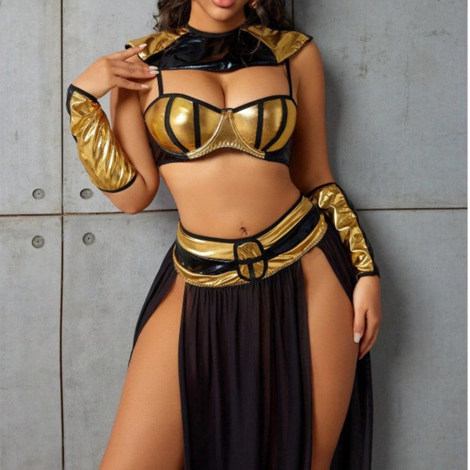 Patent leather  high-slit lingerie