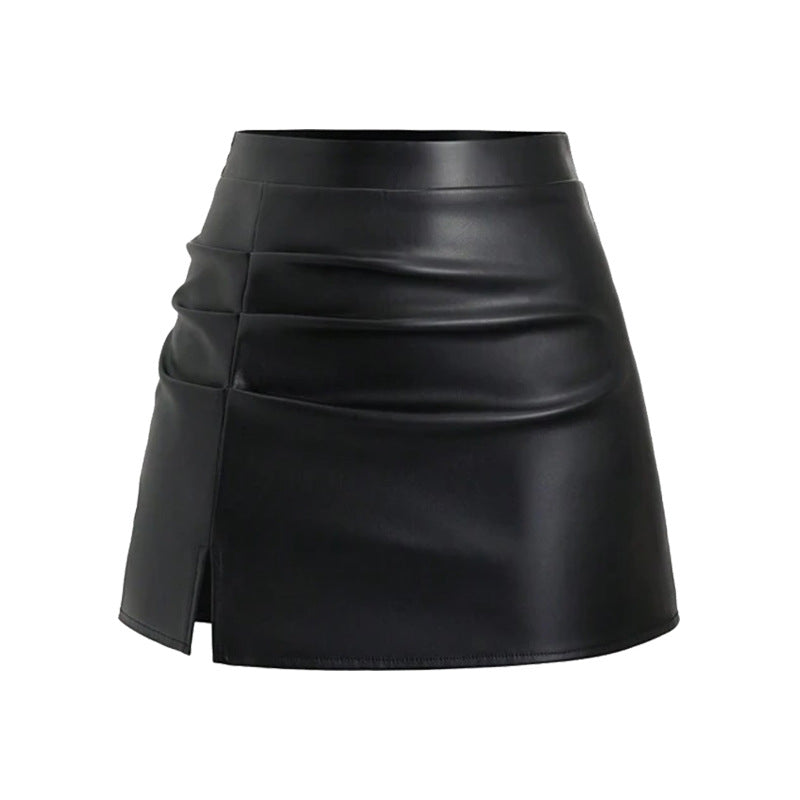 Hem Bodycon Leather Mini Skirt