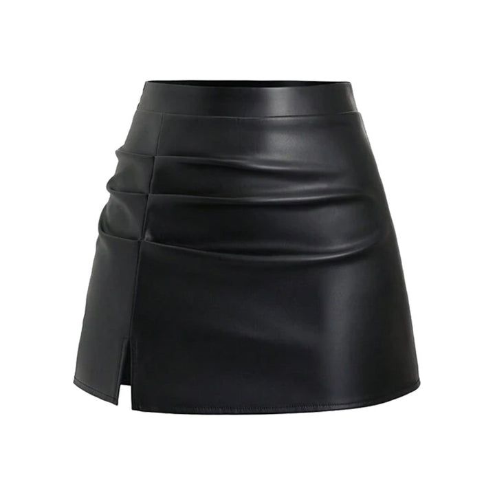 Hem Bodycon Leather Mini Skirt