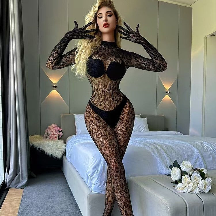 Leopard Print Backless Full Body Bodysuit
