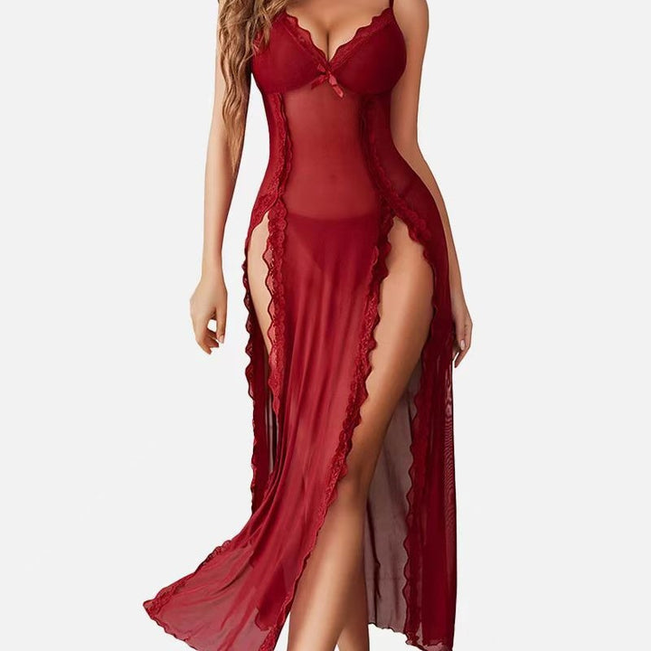 Lace Split Spaghetti Strap Nightgown