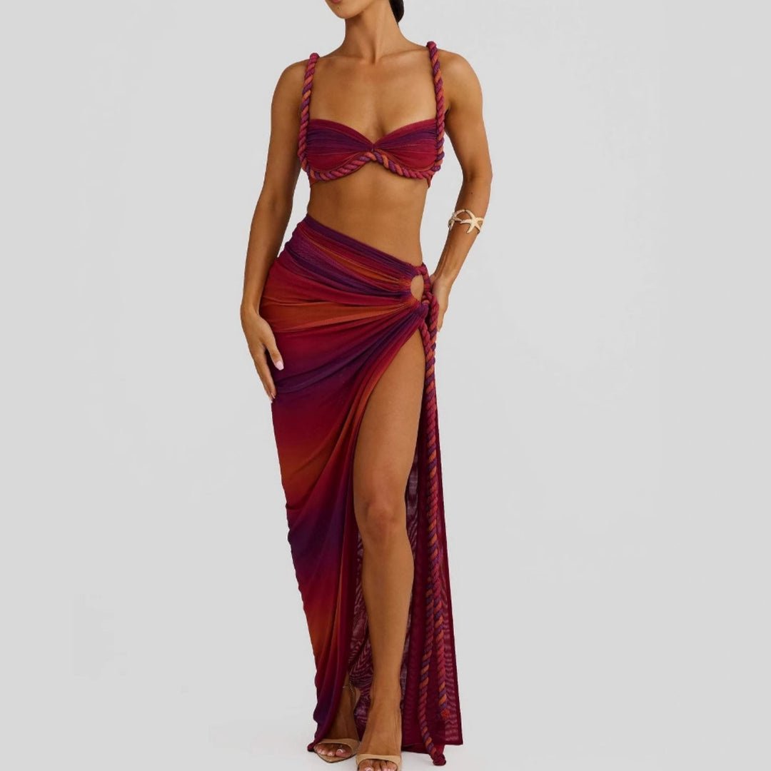 Gradient Twist‑Front Skirt