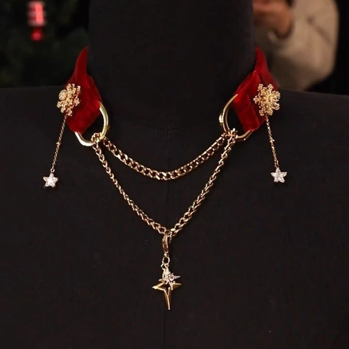 Double‑Chain Star‑Charm Metal Choker