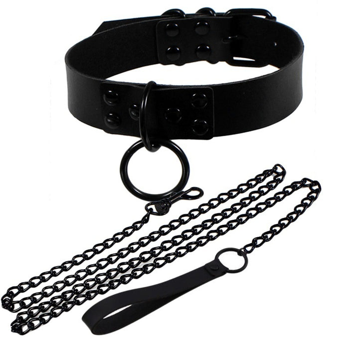 Black Faux‑Leather O‑Ring Choker