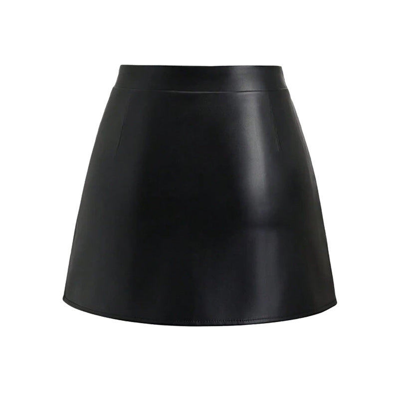 Hem Bodycon Leather Mini Skirt
