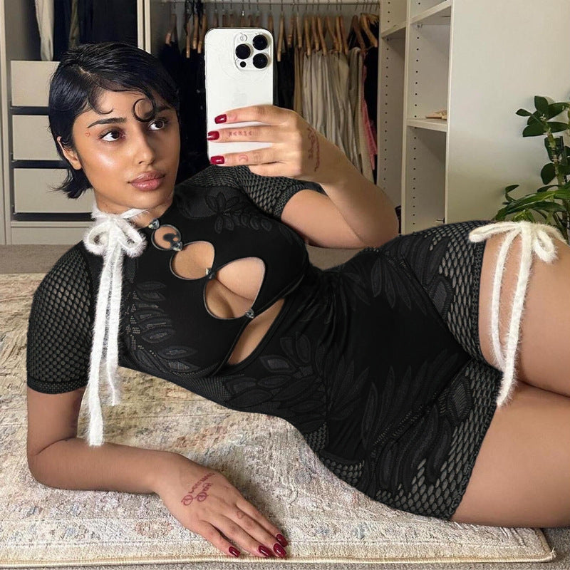 Bodycon Hollow Out Bodysuit Dress