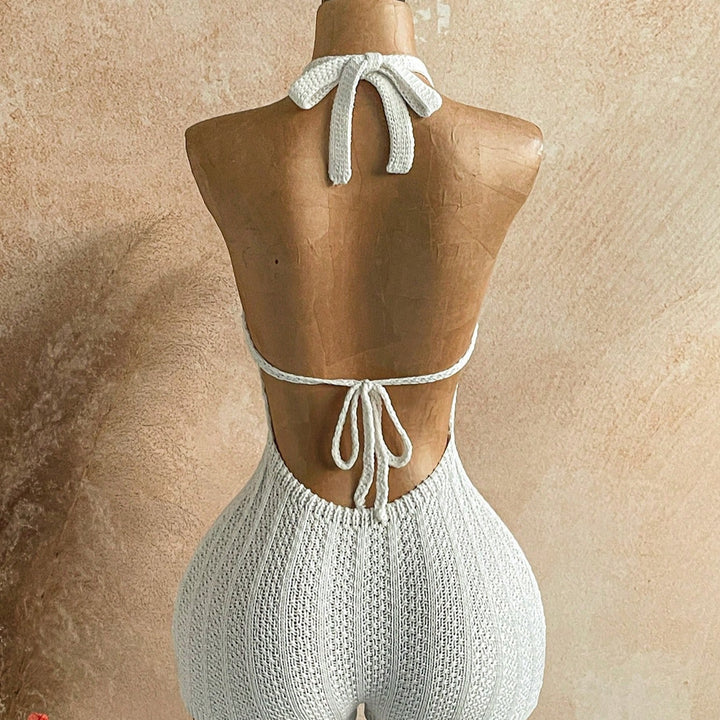 Halter Deep‑V Hollow‑Out Romper