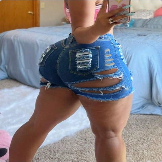 Stretchy Sexy Ripped Denim Shorts