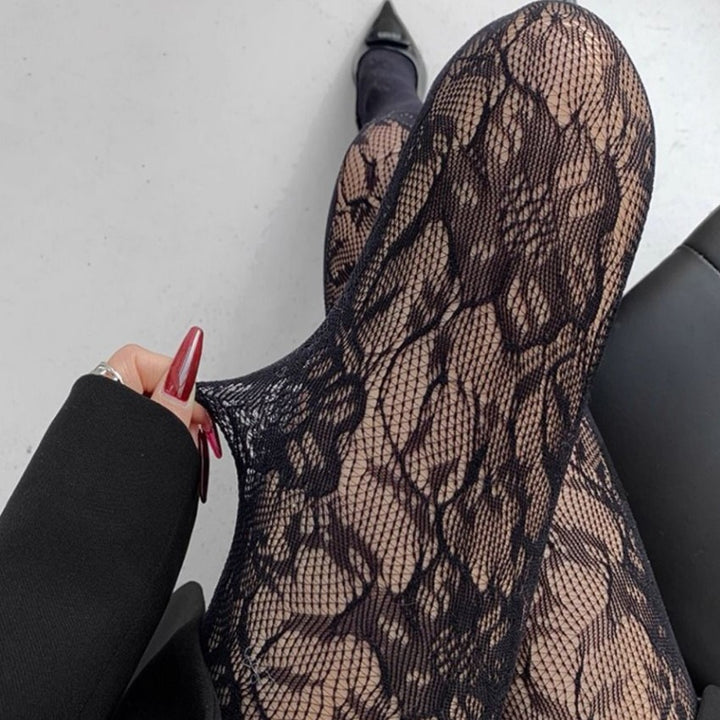 Floral Hollow Lace Pantyhose