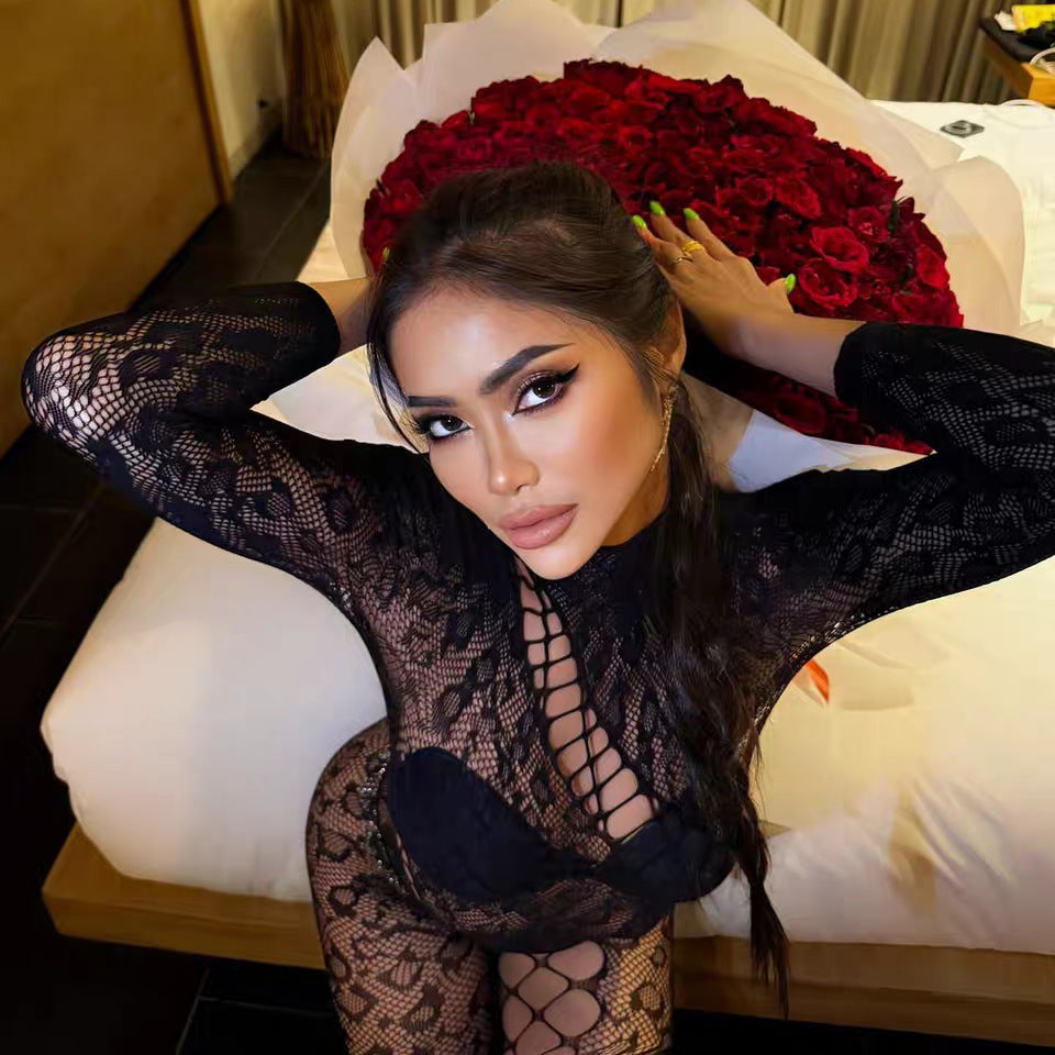 Leopard Print Lace Mesh Bodysuit