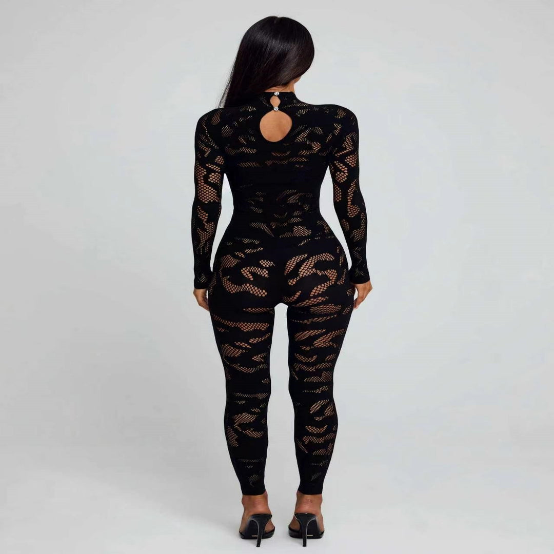 Floral Mesh Pattern Long Sleeve Bodysuit