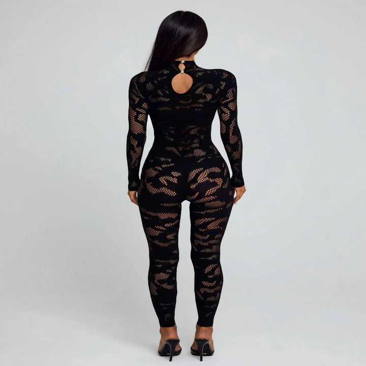 Floral Mesh Pattern Long Sleeve Bodysuit