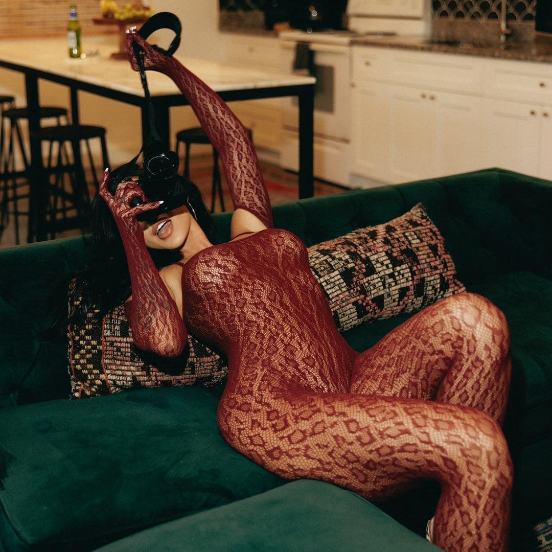 Leopard Pattern Lace  Bodysuit Jumpsuit