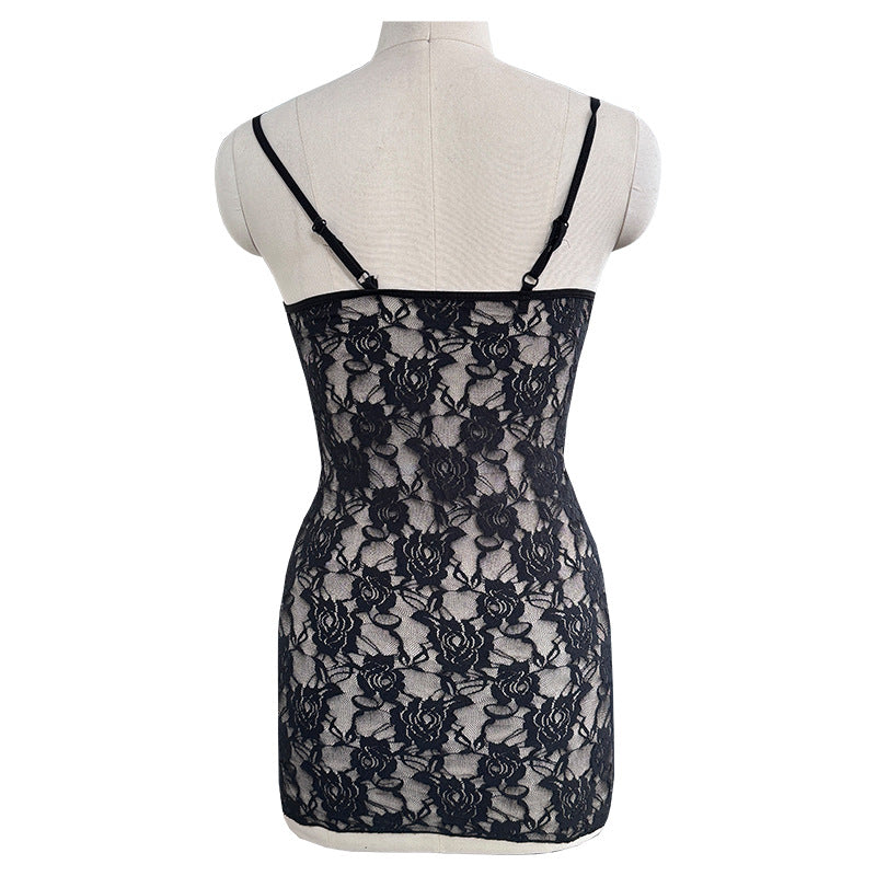 Floral Lace Front Lace-Up Bodycon