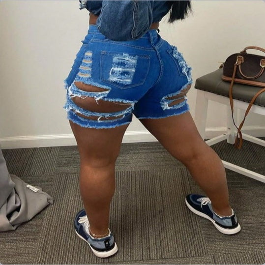Stretchy Sexy Ripped Denim Shorts