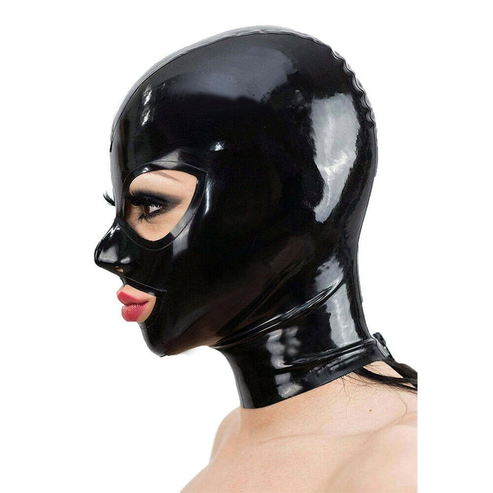 Glossy Black Faux Leather Mask