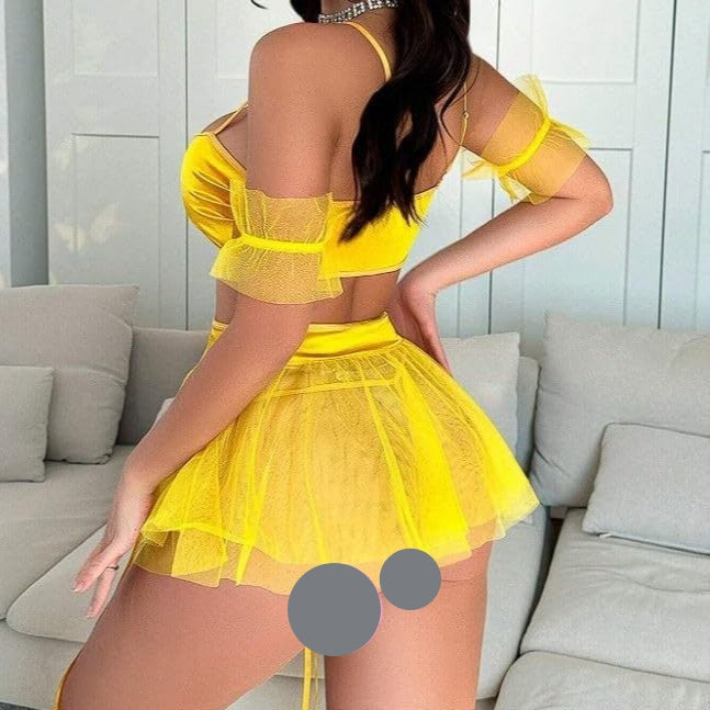 Yellow Rose Off‑Shoulder Skirt