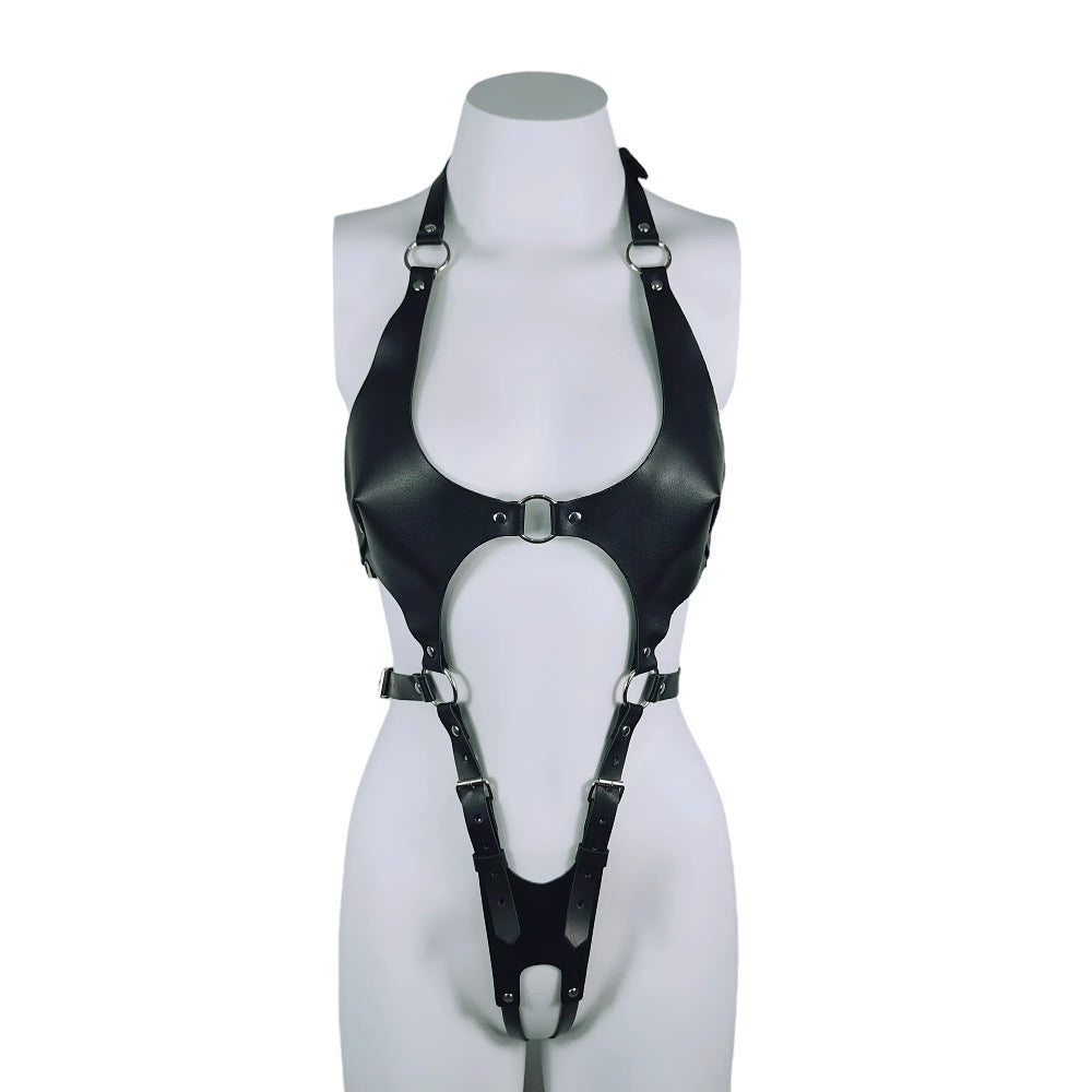 Artificial leather adjustable lingerie