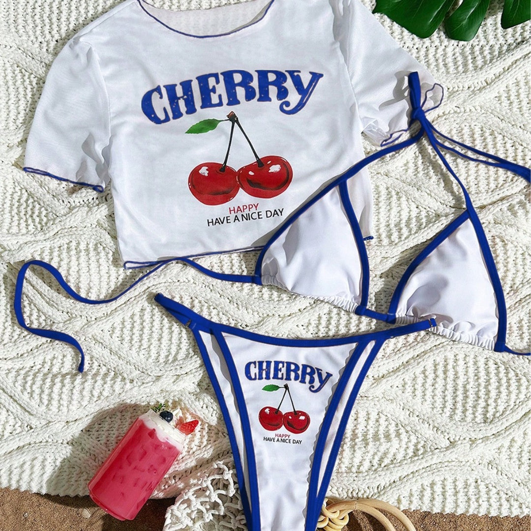 Printed Mesh Cover‑Up Swimsuit