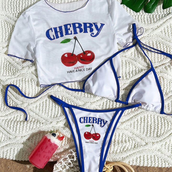 Printed Mesh Cover‑Up Swimsuit
