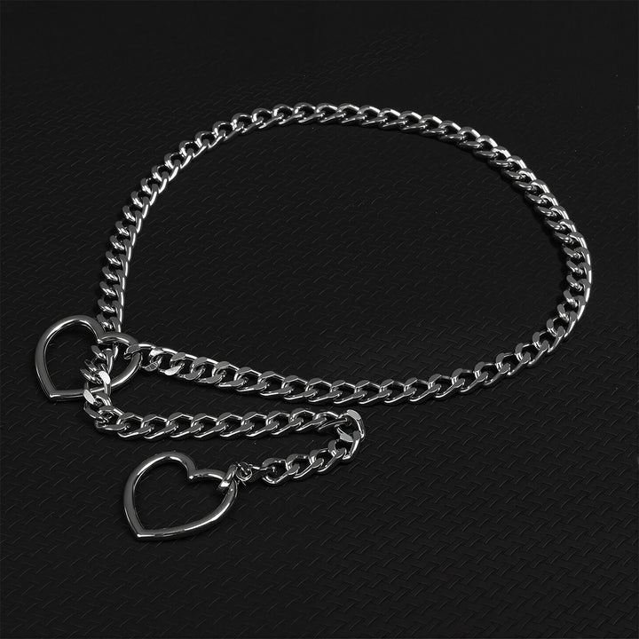 Silver‑Toned Double‑Heart Choker
