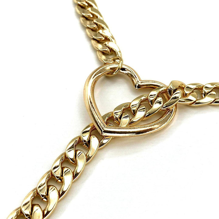 Gold‑Toned Double‑Heart Pendant Choker