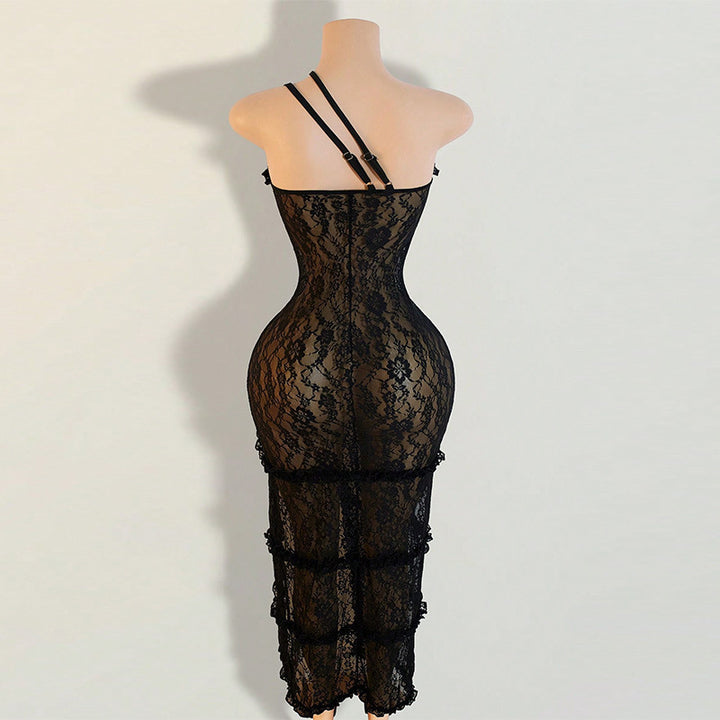 Strap Floral Lace Sheer  Dress