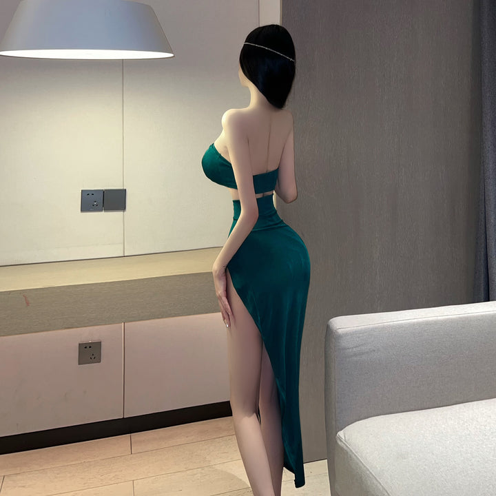 Bandeau Cutout High Slit Maxi Dress