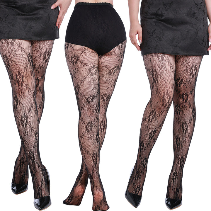 Floral Lace Hollow Fishnet Tights