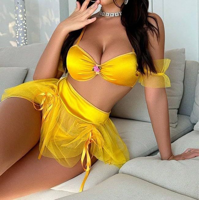 Yellow Rose Off‑Shoulder Skirt