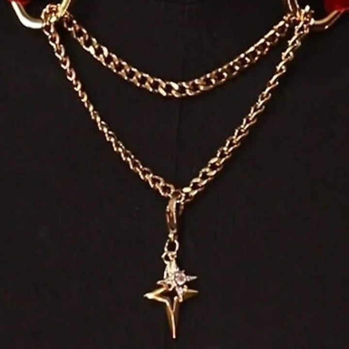 Double‑Chain Star‑Charm Metal Choker