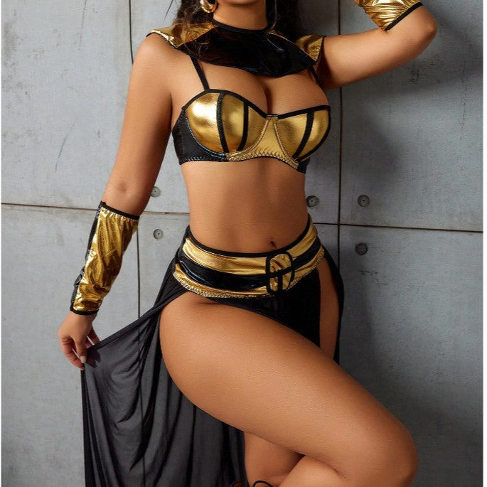 Patent leather  high-slit lingerie