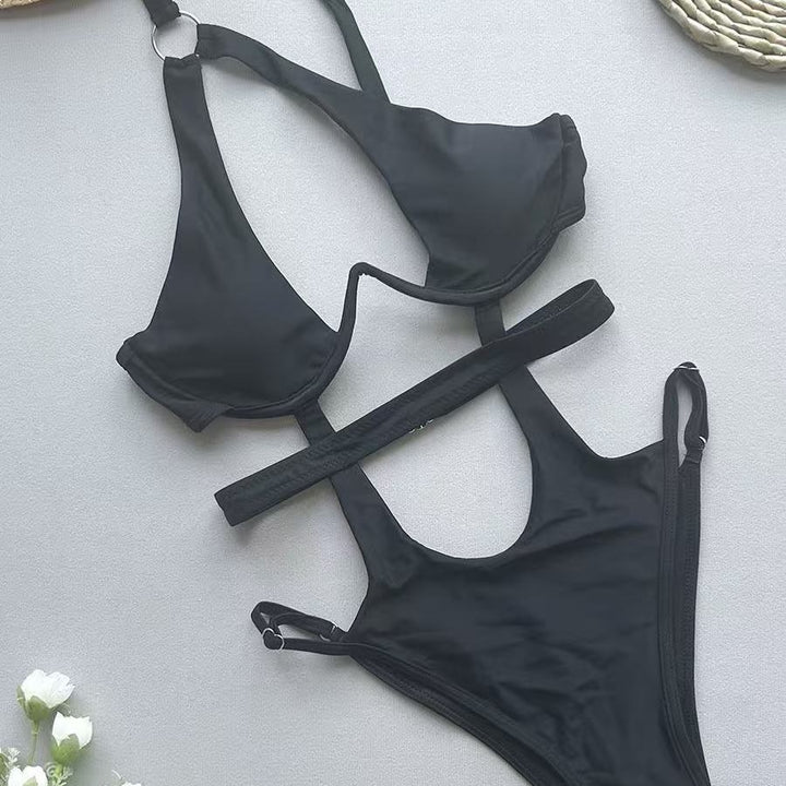 Halter Strappy Cut‑out Swimsuit