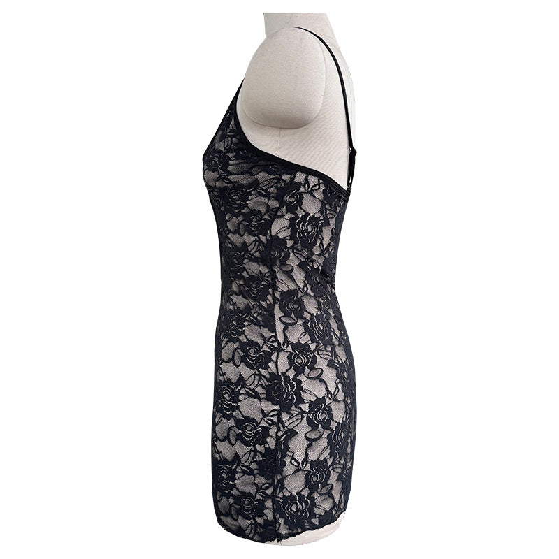 Floral Lace Front Lace-Up Bodycon