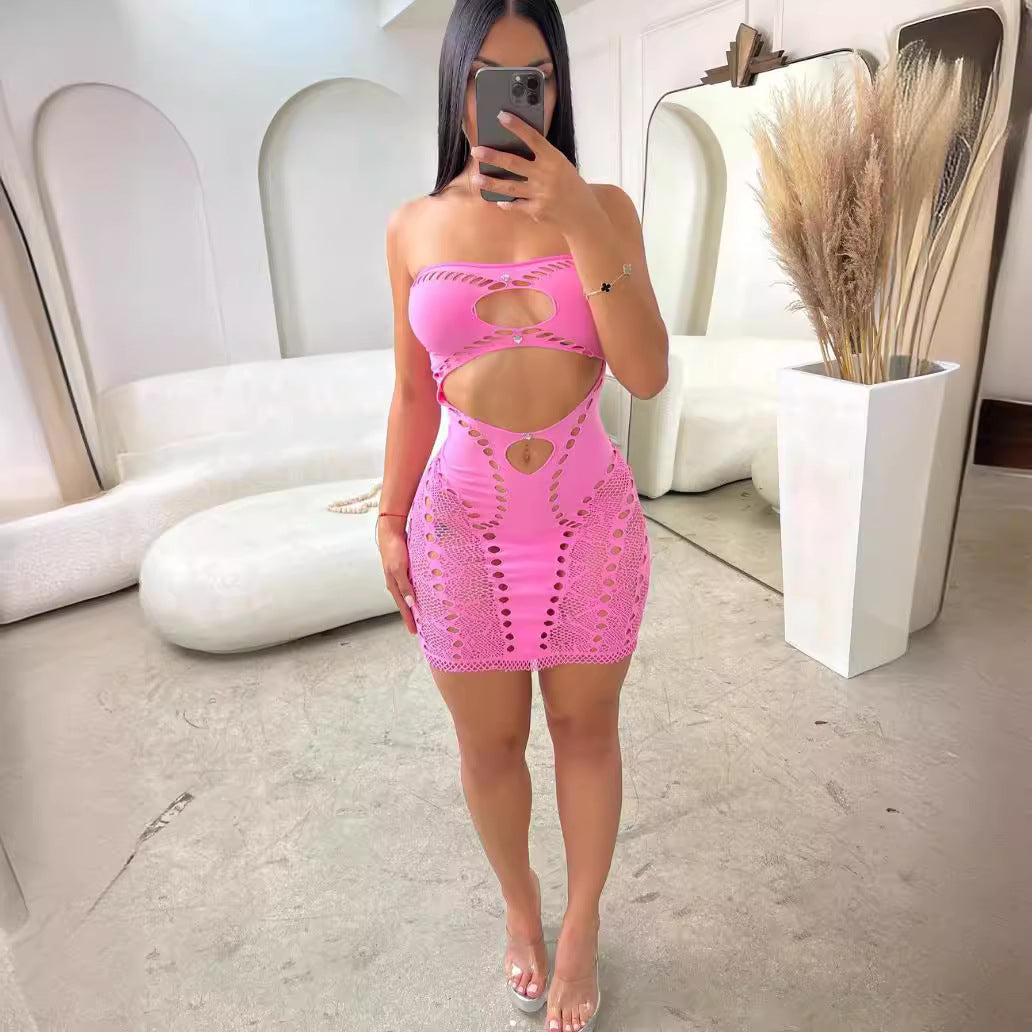 Long Sleeve Hollow Cutout   Dress