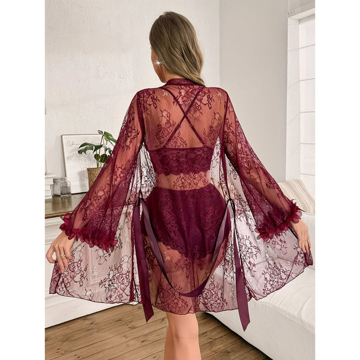 Sheer Lace Deep V Lingerie Sleepwear