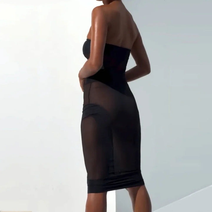 Sheer Mesh Strapless Bodycon