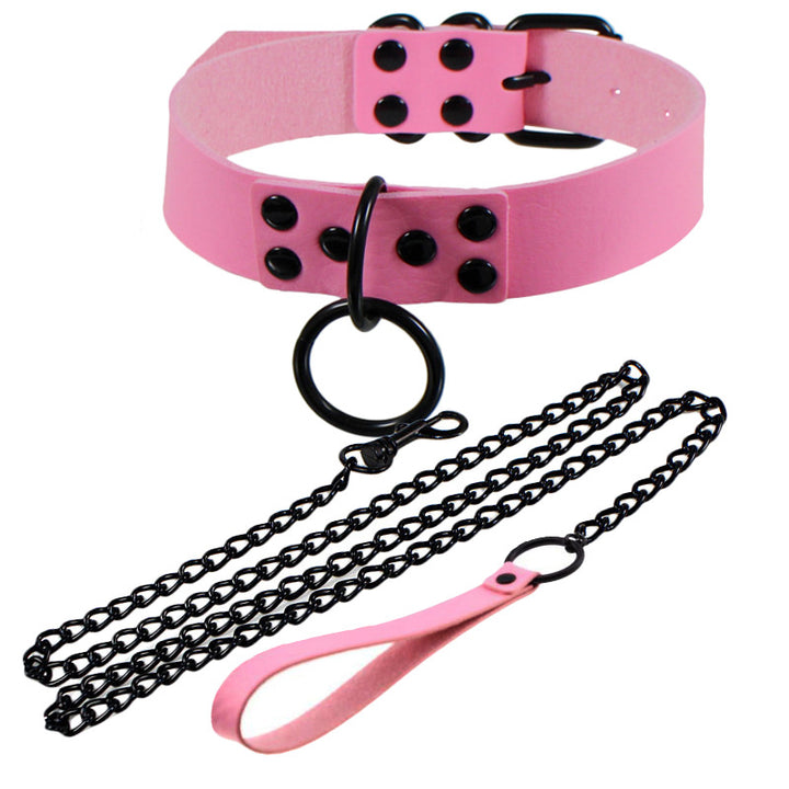 Black Faux‑Leather O‑Ring Choker