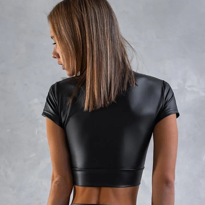 Glossy Patent Leather Wrap Crop Top