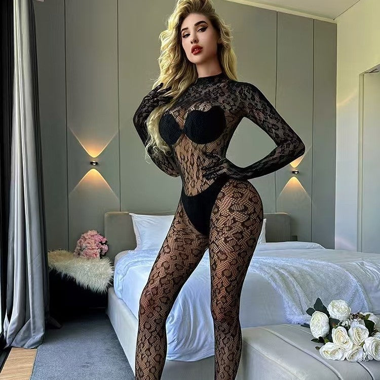 Leopard Print Backless Full Body Bodysuit
