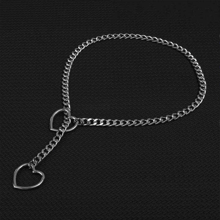 Silver‑Toned Double‑Heart Choker